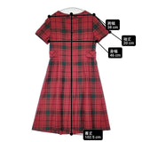 Rulyish Rurihari design 11号 Lochcarron社生地 ロキャロン タータンチェック ワンピース レッド グリーン レディース【中古】6-0702M∞