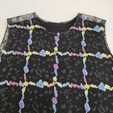 Haat ISSEY MIYAKE 刺繍 チュール インナーワンピース付き サイズ2 ノースリーブ ワンピース ブラック レディース ハートイッセイミヤケ【中古】6-0509S♪