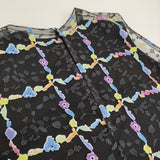 Haat ISSEY MIYAKE 刺繍 チュール インナーワンピース付き サイズ2 ノースリーブ ワンピース ブラック レディース ハートイッセイミヤケ【中古】6-0509S♪