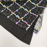 Haat ISSEY MIYAKE 刺繍 チュール インナーワンピース付き サイズ2 ノースリーブ ワンピース ブラック レディース ハートイッセイミヤケ【中古】6-0509S♪