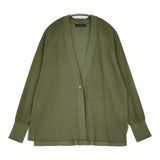 Lelill ビスリネンリブカーデ サイズ38 定価18700円 12330713 レーヨンリネン混 カーディガン グリーン カーキ レディース レリル【中古】6-0721M♪