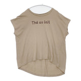 cloth&cross Hug O War 妄想カフェt-sh The au lait フレンチスリーブ 半袖カットソー ベージュ レディース クロス＆クロス ハグオーワー【中古】6-0526S♪