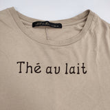 cloth&cross Hug O War 妄想カフェt-sh The au lait フレンチスリーブ 半袖カットソー ベージュ レディース クロス＆クロス ハグオーワー【中古】6-0526S♪