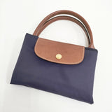 Longchamp ル プリアージュ M トートバッグ パープル ブラウン レディース ロンシャン【中古】6-0705G∞