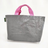 Herve Chapelier 2012PP マルシェバッグ M トートバッグ グレー ピンク フュズィ レディース エルベ・シャプリエ【中古】6-0705G∞