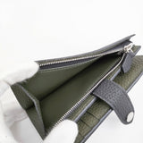 BONAVENTURE ベルテッドマルチミディアムウォレット 定価59400円 二つ折り財布 ブラック×オリーブ レディース ボナベンチュラ【中古】6-0509G♪