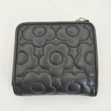 MARY QUANT レザー 定価16500円 キルトフォームデイジー ウォレット 羊革 二つ折り財布 ブラック レディース マリークヮント【中古】6-0628G∞