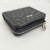 MARY QUANT レザー 定価16500円 キルトフォームデイジー ウォレット 羊革 二つ折り財布 ブラック レディース マリークヮント【中古】6-0628G∞