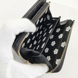 MARY QUANT レザー 定価16500円 キルトフォームデイジー ウォレット 羊革 二つ折り財布 ブラック レディース マリークヮント【中古】6-0628G∞