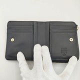 MARY QUANT レザー 定価16500円 キルトフォームデイジー ウォレット 羊革 二つ折り財布 ブラック レディース マリークヮント【中古】6-0628G∞