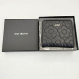 MARY QUANT レザー 定価16500円 キルトフォームデイジー ウォレット 羊革 二つ折り財布 ブラック レディース マリークヮント【中古】6-0628G∞