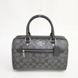 COACH シグネチャー 83607 PVC×レザー ハンドバッグ ボストンバッグ クロ Ｃグレー レディース コーチ【中古】6-0518G◎