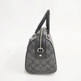 COACH シグネチャー 83607 PVC×レザー ハンドバッグ ボストンバッグ クロ Ｃグレー レディース コーチ【中古】6-0518G◎