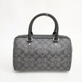 COACH シグネチャー 83607 PVC×レザー ハンドバッグ ボストンバッグ クロ Ｃグレー レディース コーチ【中古】6-0518G◎