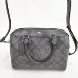 COACH ミニ・ベネット・サッチェル シグネチャー F32203 2way ボストンバッグ クロ チャコールグレー レディース コーチ【中古】6-0518G◎