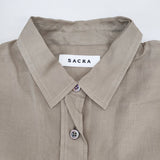 sacra シアーシャツ サイズ38 124211071 コットンシルク 日本製 ドルマンスリーブ 長袖シャツ ベージュ レディース サクラ【中古】6-0526M♪