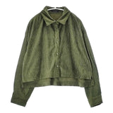 JEANASiS シワ加工生地 ベロアヨウリュウショートシャツ 長袖シャツ グリーン レディース ジーナシス【中古】6-1017T∞