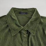 JEANASiS シワ加工生地 ベロアヨウリュウショートシャツ 長袖シャツ グリーン レディース ジーナシス【中古】6-1017T∞