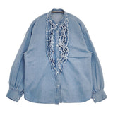 Johnbull 26SS デニムフリルシャツ 定価22000円 JL254S06 サイズS 長袖シャツ ミズイロ レディース ジョンブル【中古】6-0618G◎