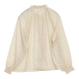 sosotto ドット フリルカラー ブラウス 定価11000円 ピンタック ブラウス シャツ オフホワイト ブラック レディース ソソット【中古】6-0717M♪