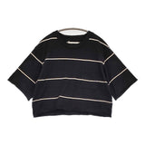 blurhms C/NAPP Border Cut-off Short Pocket Tee コットン ボーダー ショート丈 半袖Ｔシャツ カットソー 24SS ブラック ホワイト レディース ブラームス【中古】6-0531S♪