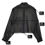 blurhms 未使用品 スクエアドットショートシャツ 定価28600円 サイズ0 シアー 長袖シャツ 24SS ブラック レディース ブラームス【中古】6-0509M♪