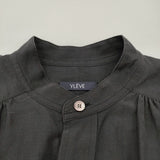 YLEVE COTTON RAYON BROAD LONG SHIRT ギャザー バンドカラーシャツドレス ワンピース 21AW ブラック レディース イレーヴ【中古】6-0721M♪