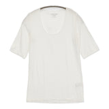 FILATURES DU LION superwashed E11/003 サイズ2 Uネック 五分袖 Ｔシャツ カットソー ホワイト レディース フィラチュールドュリオン【中古】6-0531S♪