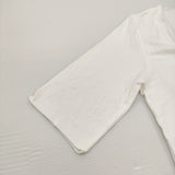 FILATURES DU LION superwashed E11/003 サイズ2 Uネック 五分袖 Ｔシャツ カットソー ホワイト レディース フィラチュールドュリオン【中古】6-0531S♪