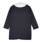 PUPULA サテン切替 シルク 七分袖 長袖Ｔシャツ カットソー ロンＴ ブラック レディース ププラ【中古】6-0819M∞