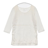 PUPULA サテン切替 シルク 七分袖 Ｔシャツ カットソー ホワイト オフホワイト レディース ププラ【中古】6-0819M∞