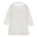 PUPULA サテン切替 シルク 七分袖 Ｔシャツ カットソー ホワイト オフホワイト レディース ププラ【中古】6-0819M∞