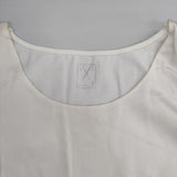 PUPULA サテン切替 シルク 七分袖 Ｔシャツ カットソー ホワイト オフホワイト レディース ププラ【中古】6-0819M∞
