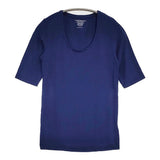 MAJESTIC FILATURES E18/01-13 superwashed サイズ1 ソフトタッチ Uネック 五分袖 Ｔシャツ カットソー ネイビー レディース マジェスティックフィラチュール【中古】6-0531S♪