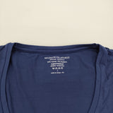 MAJESTIC FILATURES E18/01-13 superwashed サイズ1 ソフトタッチ Uネック 五分袖 Ｔシャツ カットソー ネイビー レディース マジェスティックフィラチュール【中古】6-0531S♪
