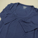 MAJESTIC FILATURES E18/01-13 superwashed サイズ1 ソフトタッチ Uネック 五分袖 Ｔシャツ カットソー ネイビー レディース マジェスティックフィラチュール【中古】6-0531S♪