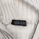 swinswing スウィンスウィング カシミヤシルク リブ 定価69000円 SK010F4R フーディ サイズ40 ニット ベージュ レディース【中古】6-0805G◎