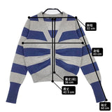 SWINSWING スウィンスウィング カシミヤ ボーダー カーディガン グレー ブルー レディース【中古】6-1017T∞
