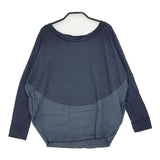 transit par such ウールシルク 切替 イタリア製 長袖Ｔシャツ カットソー ロンＴ ネイビー レディース トランジットパーサッチ【中古】6-1010M∞