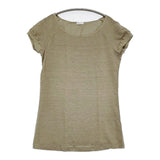 transit par such S-B-111 イタリア製 サイズ1 リネン レーヨン 半袖Ｔシャツ カットソー カーキ レディース トランジットパーサッチ【中古】6-0531S♪