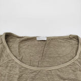 transit par such S-B-111 イタリア製 サイズ1 リネン レーヨン 半袖Ｔシャツ カットソー カーキ レディース トランジットパーサッチ【中古】6-0531S♪