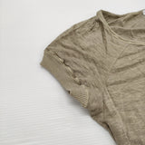 transit par such S-B-111 イタリア製 サイズ1 リネン レーヨン 半袖Ｔシャツ カットソー カーキ レディース トランジットパーサッチ【中古】6-0531S♪