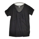 transit par such H-I-183 イタリア製 ヘンリーネック サイズ1 レーヨン 半袖Ｔシャツ カットソー ブラック レディース トランジットパーサッチ【中古】6-0531S♪