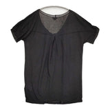 transit par such H-I-183 イタリア製 ヘンリーネック サイズ1 レーヨン 半袖Ｔシャツ カットソー ブラック レディース トランジットパーサッチ【中古】6-0531S♪