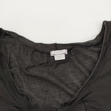 transit par such H-I-183 イタリア製 ヘンリーネック サイズ1 レーヨン 半袖Ｔシャツ カットソー ブラック レディース トランジットパーサッチ【中古】6-0531S♪