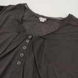transit par such H-I-183 イタリア製 ヘンリーネック サイズ1 レーヨン 半袖Ｔシャツ カットソー ブラック レディース トランジットパーサッチ【中古】6-0531S♪
