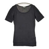 transit par such J-K-201 イタリア製 サイズ1 コットンリネン 半袖Ｔシャツ カットソー ブラック レディース トランジットパーサッチ【中古】6-0531S♪
