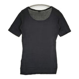 transit par such J-K-201 イタリア製 サイズ1 コットンリネン 半袖Ｔシャツ カットソー ブラック レディース トランジットパーサッチ【中古】6-0531S♪