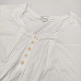 transit par such H-I-183 イタリア製 サイズ1 ヘンリーネック レーヨン 半袖Ｔシャツ カットソー ホワイト レディース トランジットパーサッチ【中古】6-0531S♪