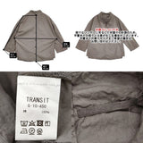 transit par such イタリア製 サイズ2 リボン タイプライター ドロップショルダー ブラウス シャツ グレー レディース トランジットパーサッチ【中古】6-0717M♪